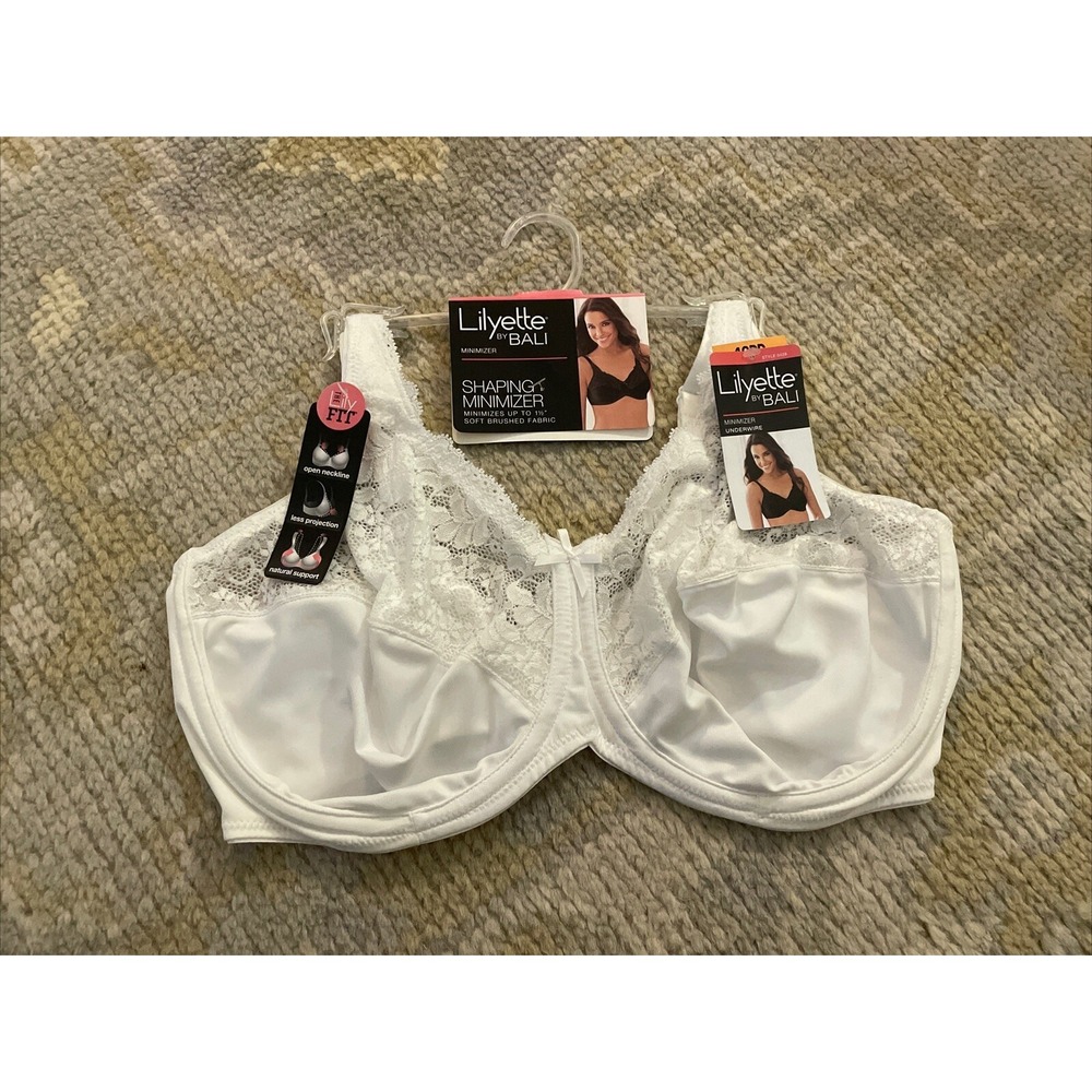 New Women White Lilyette Comfort Lace Minimizer Underwire Size Bra‎ 42DDD - Picture 6 of 12